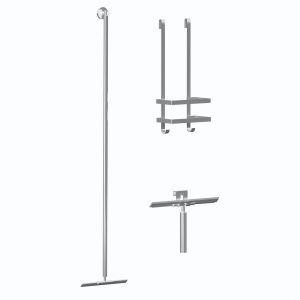 Douche accessoiresset inclusief vloerwisser - douchewisser en doucherek chroom