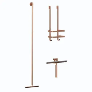 Douche accessoiresset inclusief vloerwisser - douchewisser en doucherek copper