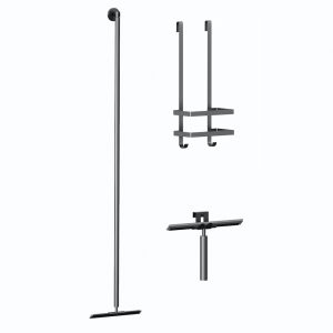 Douche accessoiresset inclusief vloerwisser - douchewisser en doucherek gun metal