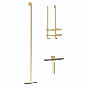Douche accessoiresset inclusief vloerwisser - douchewisser en doucherek mat goud