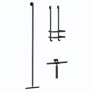 Douche accessoiresset inclusief vloerwisser - douchewisser en doucherek mat zwart