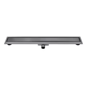 Gun metal RVS Douchegoot compleet met flens 80x7x6,7cm gesloten rooster
