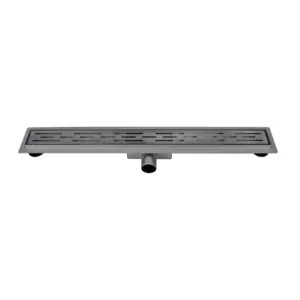 Gun metal RVS Douchegoot compleet met flens 100x7x6,7cm Standaard rooster