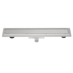 Mat wit RVS Douchegoot compleet met flens 80x7x6,7cm gesloten rooster