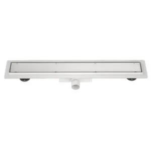 Mat wit RVS Douchegoot compleet met flens 80x7x6,7cm Tegelrooster