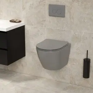 Hangend toilet Pietro randloos inclusief softclose zitting mat grijs 49x37x37cm