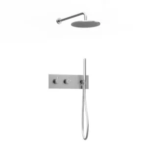 Inbouw regendouche met wandarm 25cm douchekop volledig Rvs tweeknops bediening