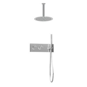 Inbouw regendouche met plafond arm 25cm douchekop chroom tweeknops bediening