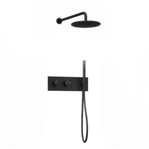 Inbouw regendouche met wandarm 25cm douchekop mat zwart tweeknops bediening