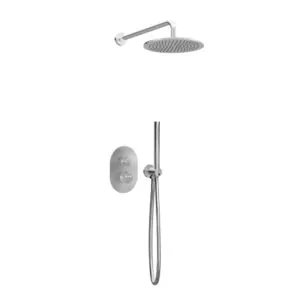 Thermostatische Inbouw regendouche met wandarm 25cm douchekop chroom ovaal