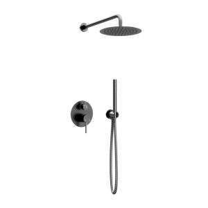 Inbouw regendouche met wandarm 25cm douchekop gun metal