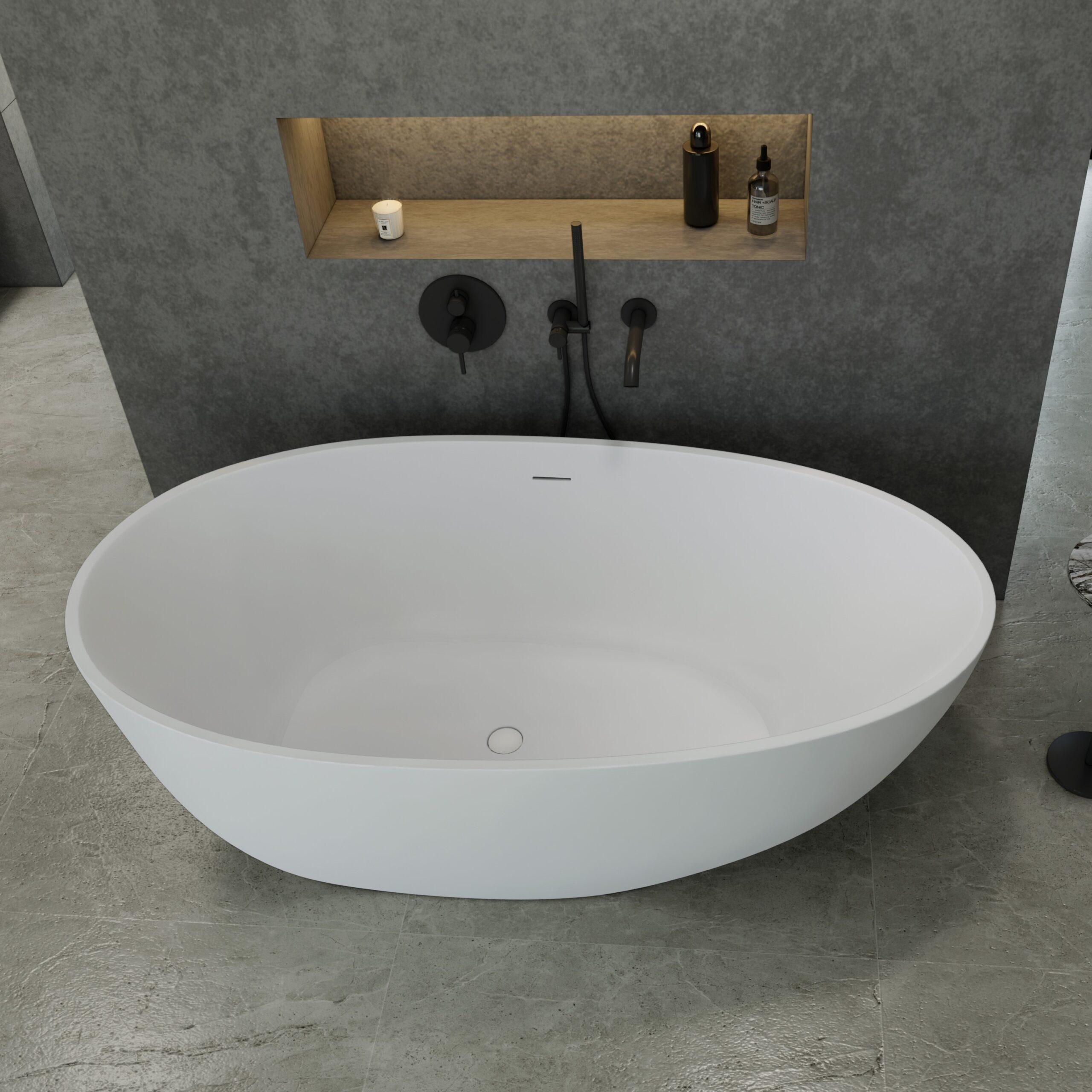 Solid Surface vrijstaand bad Davide mat wit