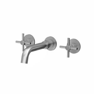 Inbouw wastafelmengkraan volledig Rvs twee-knop bediening inclusief inbouwdeel