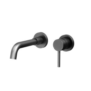 Inbouw wastafelmengkraan gun metal één-greeps bediening inclusief inbouwdeel