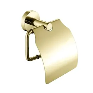 Wc-rolhouder mat goud Rond met klep