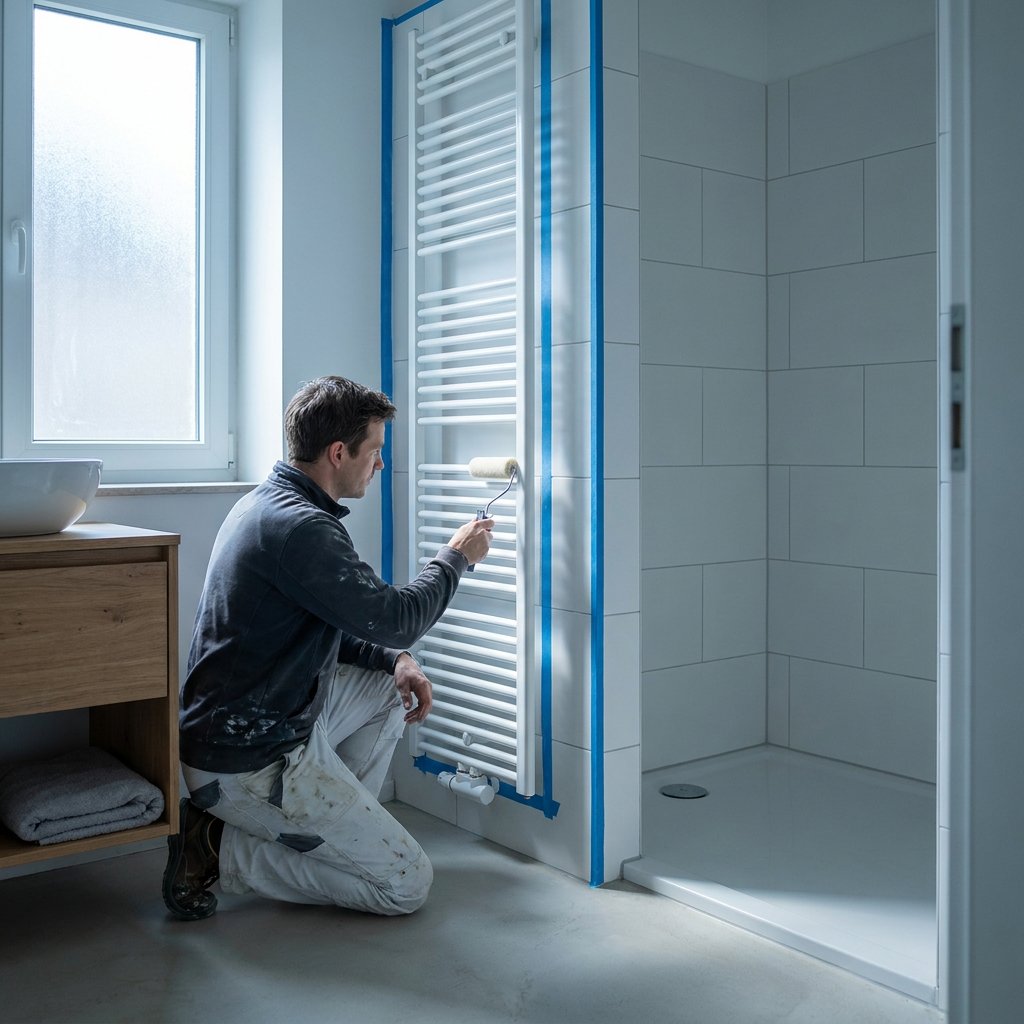 Badkamer radiator verven