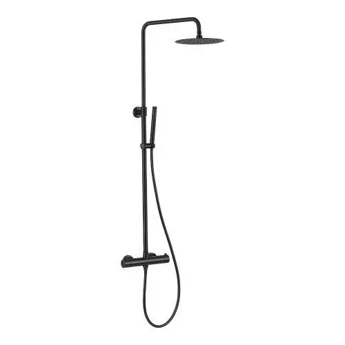 Opbouw regendouche 25cm hoofddouche thermostatisch mat zwart