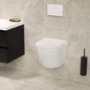 Hangend toilet Pietro randloos inclusief softclose zitting mat wit 49x37x37cm