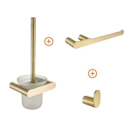 Toilet accessoires set mat goud ovaal