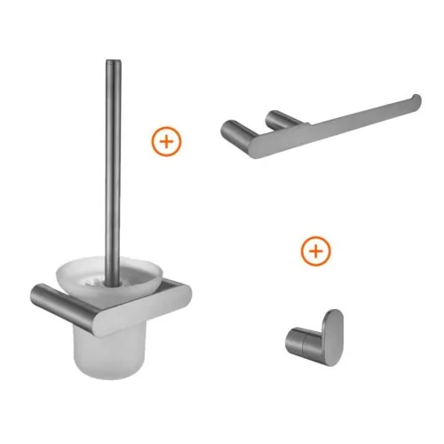 Toilet accessoires set Gun metal ovaal