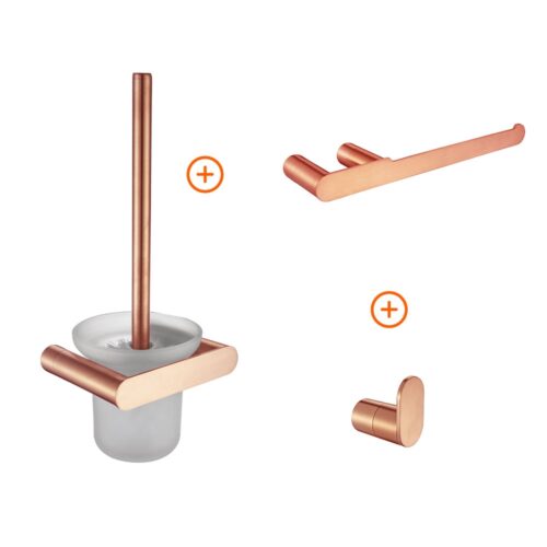 Toilet accessoires set mat rose goud ovaal