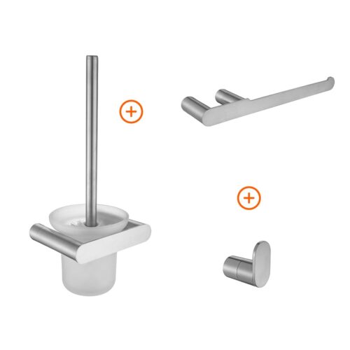 Toilet accessoires set RVS ovaal
