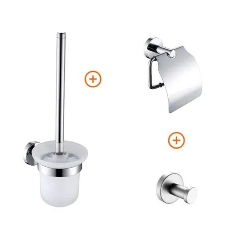 Toilet accessoires set chroom rond