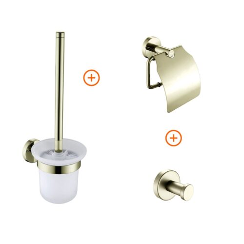 Toilet accessoires set mat goud rond