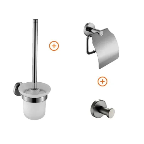 Toilet accessoires set Gun metal rond