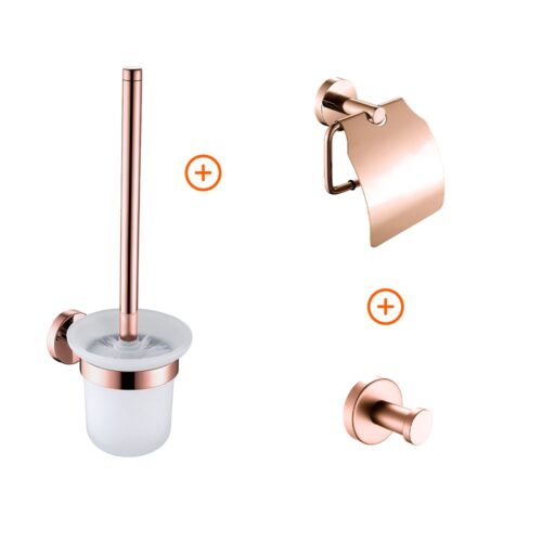 Toilet accessoires set mat rose goud rond