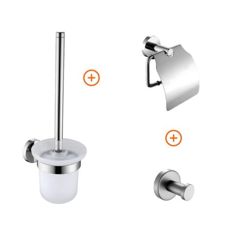Toilet accessoires set RVS rond